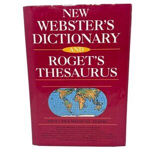 New Websters Dictionary & Rogets Thesaurus Hardcover Book